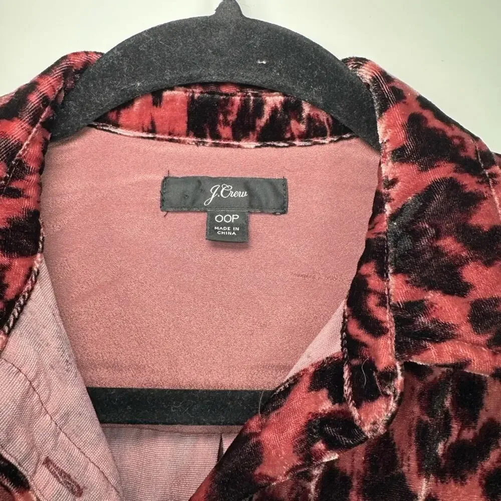 J.CREW Classic-fit Shirt In Drapey Velvet Leopard Print Pink Black J9279 00P
